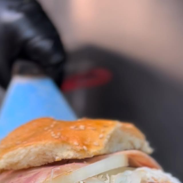 Cemita Cubana being prepared at Cemitas El Rey
