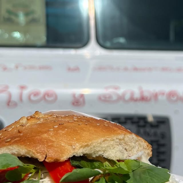 Cemita with papalo at Cemitas El Rey